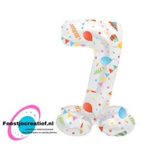Folieballon Cijfer -7- Joyful Party- Staand - 41 cm