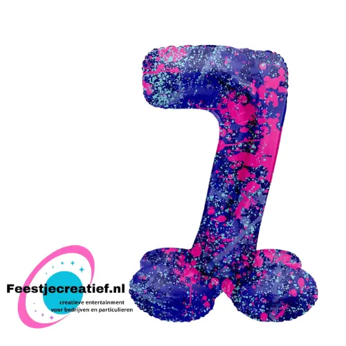 Folieballon Cijfer - 7 - Paint Splash- Staand- 72 cm 1 Folieballon Cijfer - 7 - Paint Splash- Staand- 72 cm