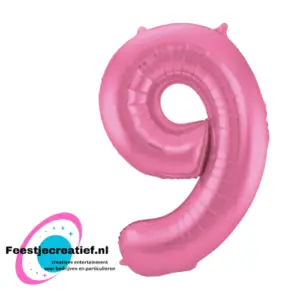 Folieballon Cijfer - 9 - pink - 66 cm