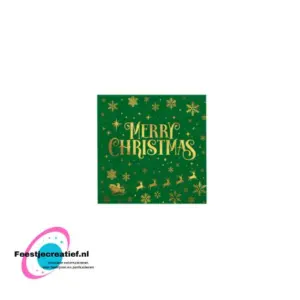 Servetten Merry christmas groen