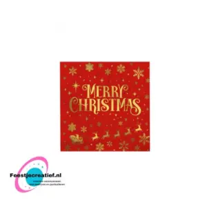 Servetten Merry christmas rood