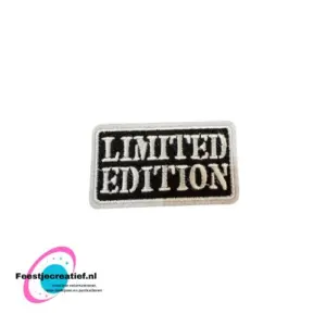Strijkembleem/applicatie, 'limited edition" zwart/wit