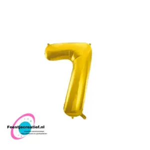 Folieballon cijfer 7 goud glans, 86cm