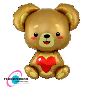 Folieballon beer met hart, 85cm