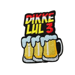 Strijkembleem/applicatie, 'Dikke lul 3 bier"