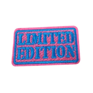 Strijkembleem/applicatie, 'limited edition" roze/blauw
