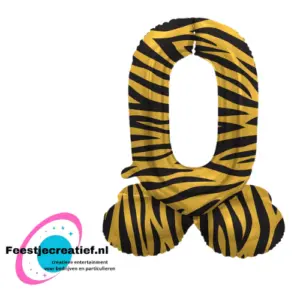 Folieballon Cijfer -0- Tiger Chic- Staand - 41 cm
