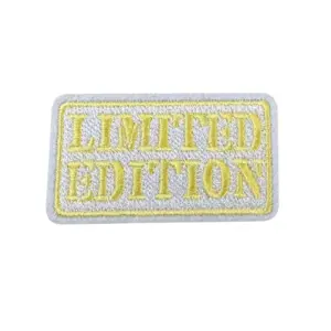 Strijkembleem/applicatie, 'limited edition" wit/geel