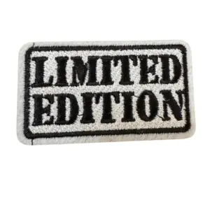 Strijkembleem/applicatie, 'limited edition" wit/zwart