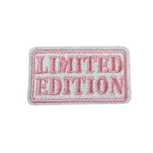 Strijkembleem/applicatie, 'limited edition" wit/roze