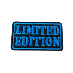 Strijkembleem/applicatie, 'limited edition" zwart/blauw