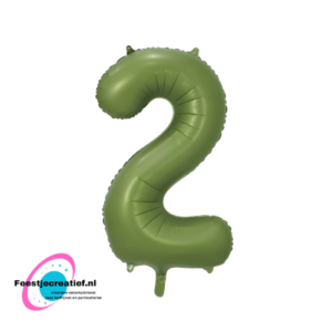 Folieballon 34″ cijfer 2 – Olijfgroen