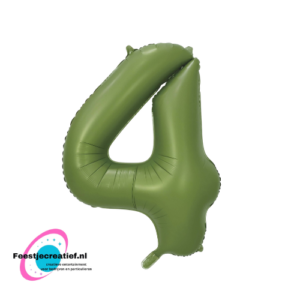 Folieballon 34″ cijfer 4 – Olijfgroen