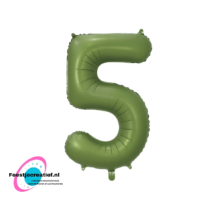 Folieballon 34″ cijfer 5 – Olijfgroen