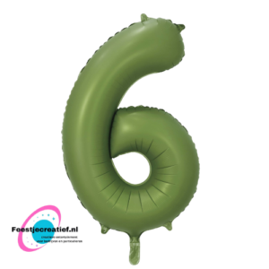 Folieballon 34″ cijfer 6 – Olijfgroen