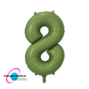 Folieballon 34″ cijfer 8 – Olijfgroen