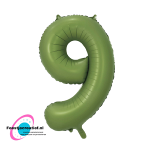 Folieballon 34″ cijfer 9 – Olijfgroen