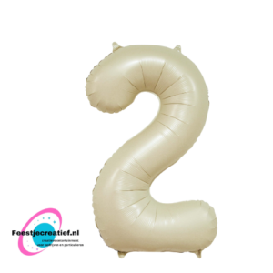 Folieballon 34″ cijfer 2 – Crème