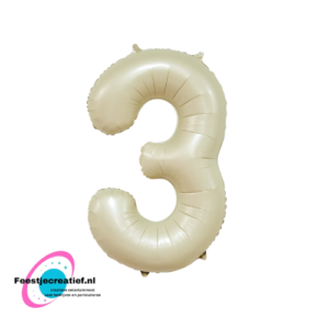 Folieballon 34″ cijfer 3 – Crème