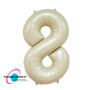 Folieballon 34″ cijfer 8 – Crème