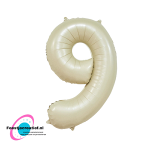 Folieballon 34″ cijfer 9 – Crème