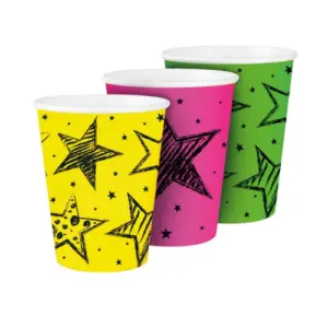 Wegwerpbekertjes - Neon Karton 6 stuks