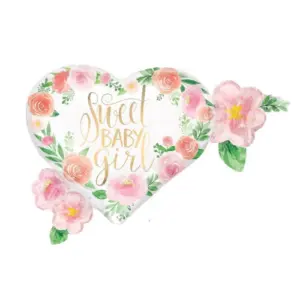 Folieballon "Sweet Baby girl" roze-goud, 45cm