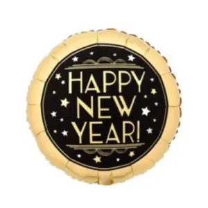 Folieballon Happy New Year zwart/goud 45 cm – Anagram