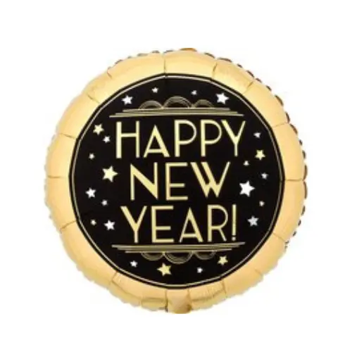 Folieballon Happy New Year zwart/goud 45 cm – Anagram 1 Folieballon Happy New Year zwart/goud 45 cm – Anagram