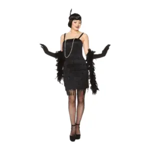 Zwarte Flapper Jurk (30's/Charleston) (Mt. M)