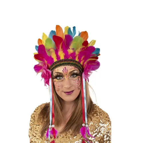 Hoofdtooi veren colerfull 1 Hoofdtooi veren colerfull