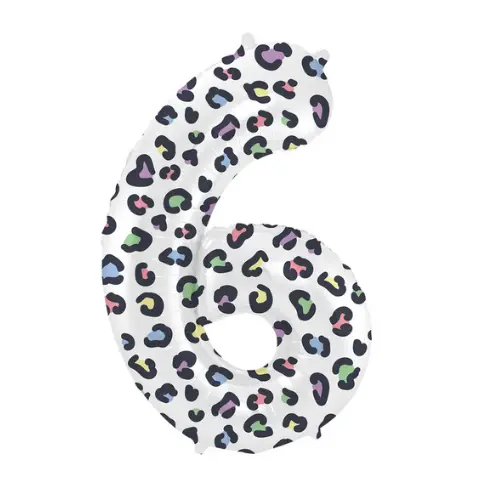 Folieballon Cijfer - 6 - bright panther - 86cm 1 Folieballon Cijfer - 6 - bright panther - 86cm