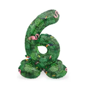 Folieballon Cijfer staand - 4 - Jungle vibe - 41 cm