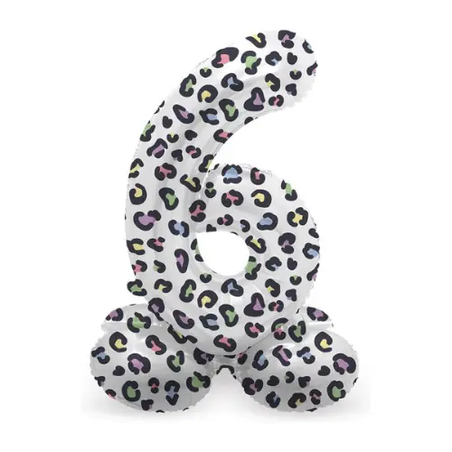 Folieballon Cijfer staand - 6 - bright panter - 41 cm 1 Folieballon Cijfer staand - 6 - bright panter - 41 cm