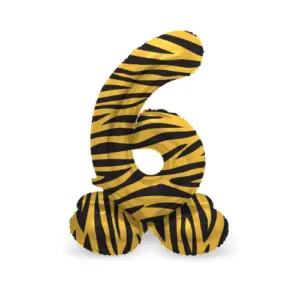 Folieballon Cijfer staand - 6 - tiger chic - 41 cm