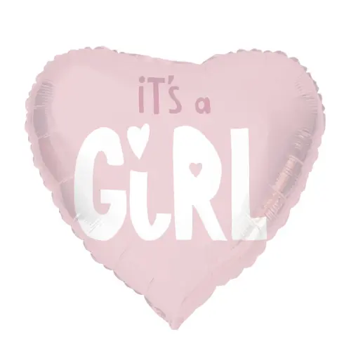 Folieballon Hartvormig It's a Girl Roze - 45 cm 1 Folieballon Hartvormig It's a Girl Roze - 45 cm