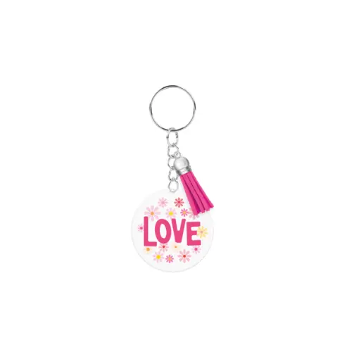 Sleutelhanger met kwastje | Acryl sleutelhanger - Love 2 Sleutelhanger met kwastje | Acryl sleutelhanger - Love - Afbeelding 2