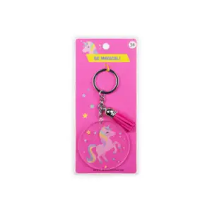 Sleutelhanger met kwastje | Acryl sleutelhanger - Unicorn
