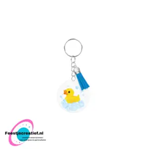 Sleutelhanger met kwastje | Acryl sleutelhanger - eend