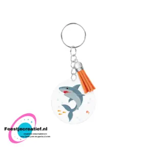 Sleutelhanger met kwastje | Acryl sleutelhanger - Haai