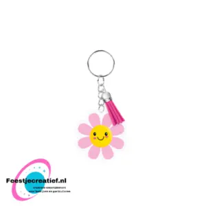 Sleutelhanger met kwastje | Acryl sleutelhanger - Bloem