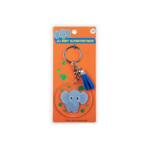 Sleutelhanger met kwastje | Acryl sleutelhanger - Olifant