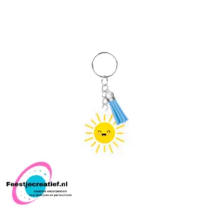 Sleutelhanger met kwastje | Acryl sleutelhanger - Zon