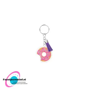 Sleutelhanger met kwastje | Acryl sleutelhanger - Donut