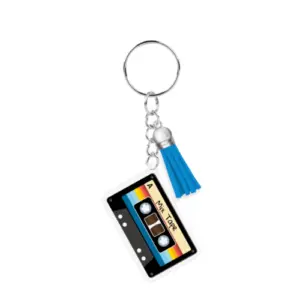 Sleutelhanger met kwastje | Acryl sleutelhanger - Cassettebandje