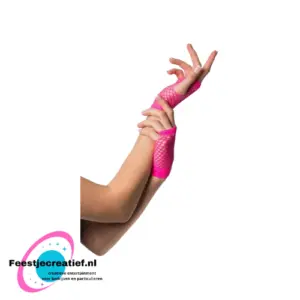 Vingerloze Handschoenen Kort Visnet Neon pink