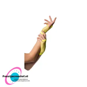Vingerloze Handschoenen Kort Visnet Neon geel