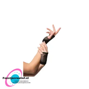 Vingerloze Handschoenen Kort Visnet zwart