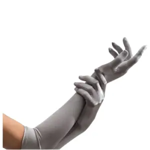 Nylon Handschoenen zilver Lang - 40 cm