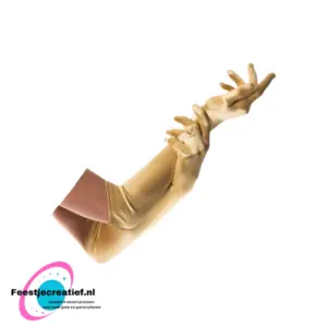 Nylon Handschoenen Goud Lang - 40 cm